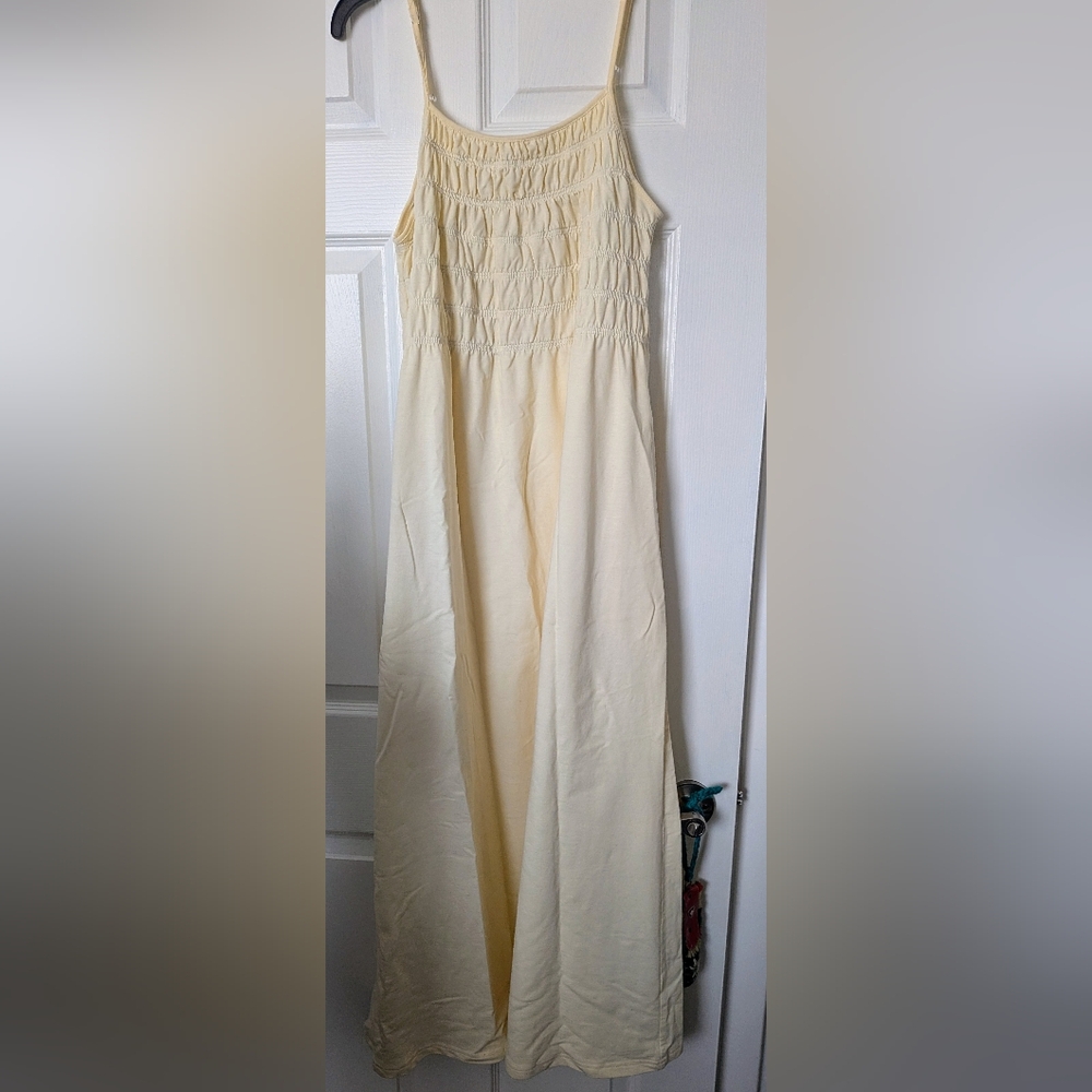 Grade & Gather Cotton Yellow Maxi Ruched M - Picture 4 of 6